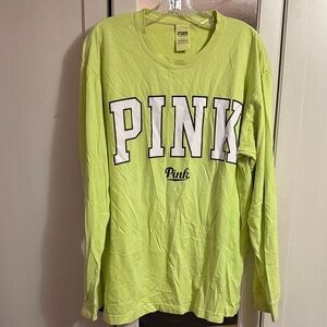 Pink Long Sleeve Lime Green Shirt